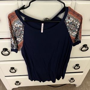 Size large blue shirt sleeve top!